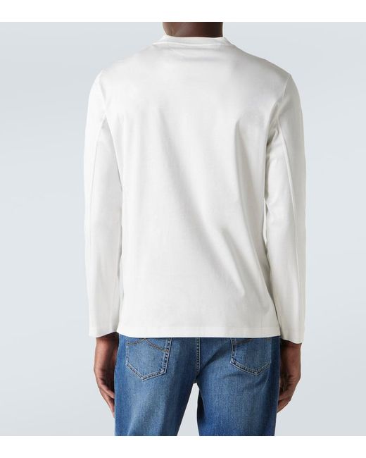 Brunello Cucinelli Longsleeve Aus Baumwoll-Jersey in White für Herren