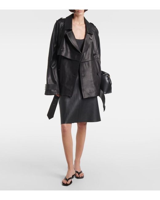 Totême Black Oversized Leather Jacket