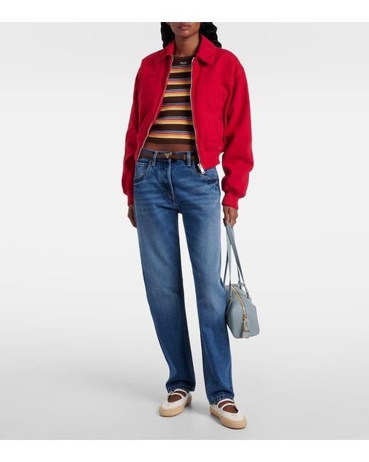 Prada White Leather And Straw Ballets