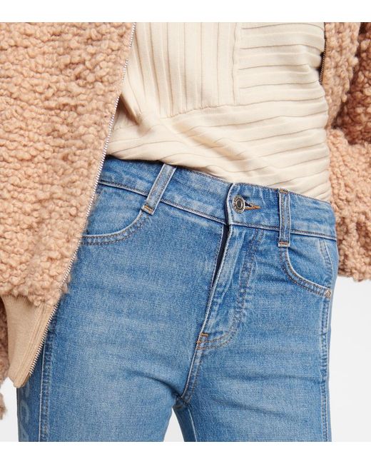 Stella McCartney Blue Logo Mid-rise Flared Jeans