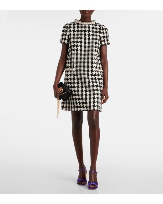 Valentino Black Embellished Tweed Minidress