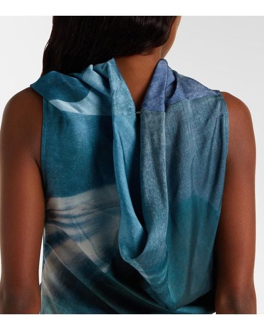 Jean Paul Gaultier Blue Draped Water Maxi Dress
