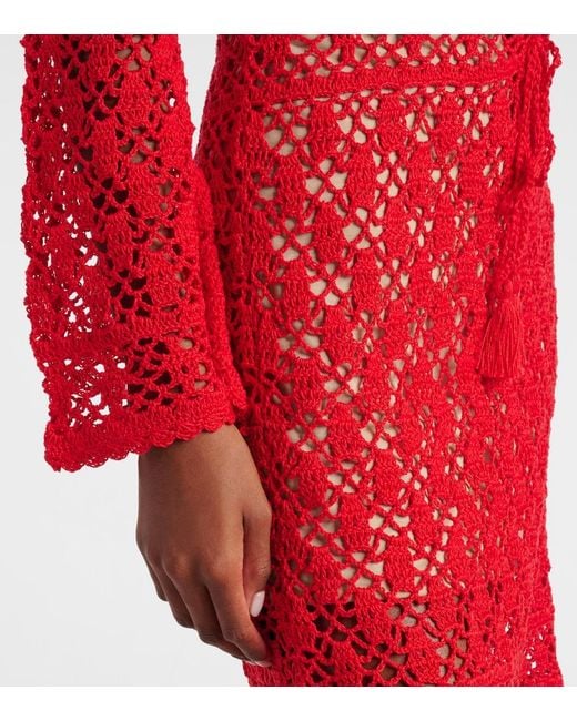 Anna Kosturova Red Bianca Crochet Cotton Minidress