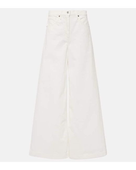 Nili Lotan White Rolland High-rise Wide-leg Jeans
