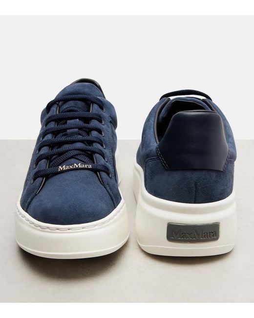 Max Mara Blue Suede Platform Sneakers