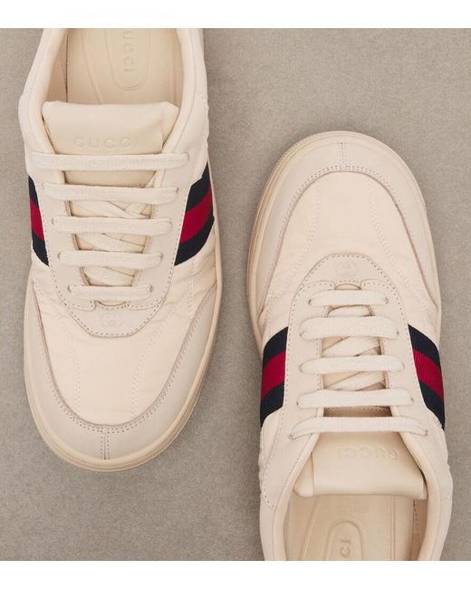 Gucci Pink Screener Web Stripe Sneakers