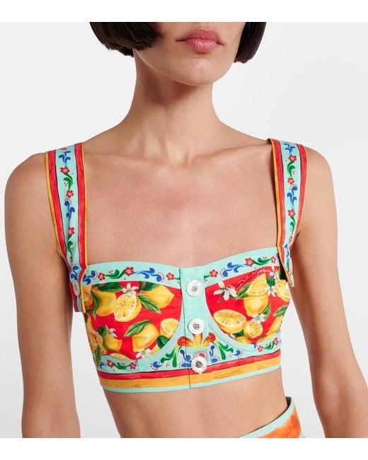 Dolce & Gabbana Orange Printed Bra Top