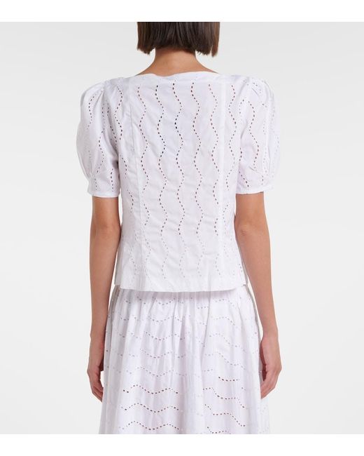 Polo Ralph Lauren White Broderie Anglaise Cotton Top