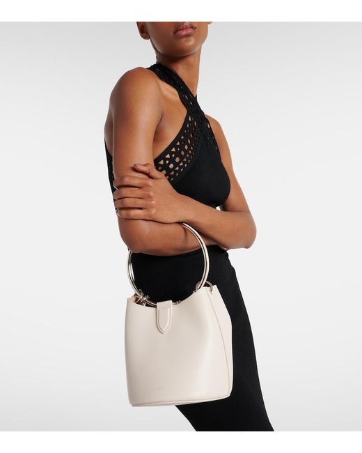 Alaïa White Ring Medium Leather Bucket Bag