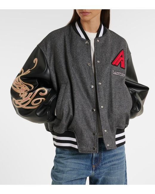 The Attico Black Wool-Blend Varsity Jacket