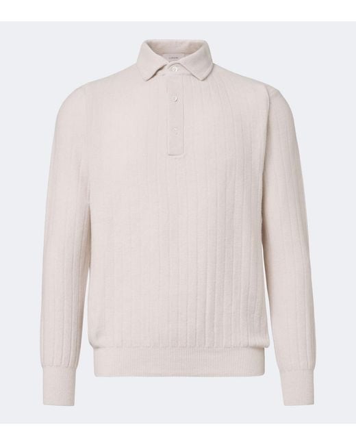 Lardini White Cashmere Polo Sweater for men