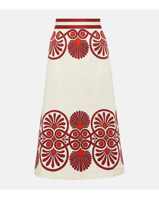 LaDoubleJ Red Baia A-Line Midi Skirt