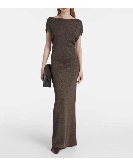 Max Mara Brown Eschimo Pen-Back Maxi Dress