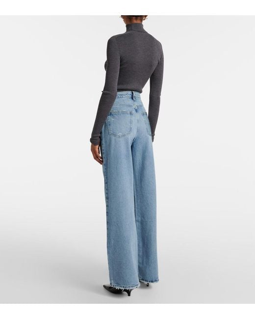 FRAME Blue High-Rise Wide-Leg Jeans Le Jane