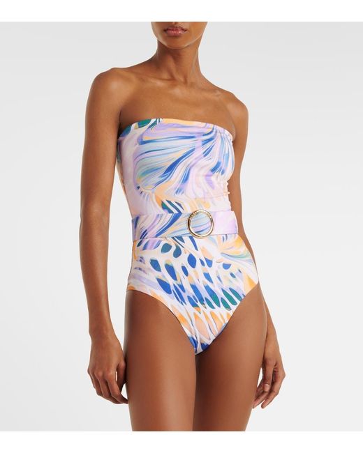 Banador Iris Estampado Con Cinturon Alexandra Miro de color Blue
