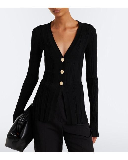 Sportmax Black Ribbed-Knit Cardigan