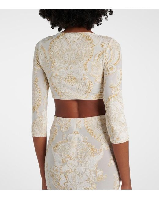 Roberto Cavalli Natural Embellished Top