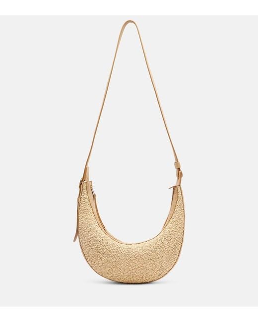 Khaite White Augustina Small Raffia And Suede Crossbody Bag