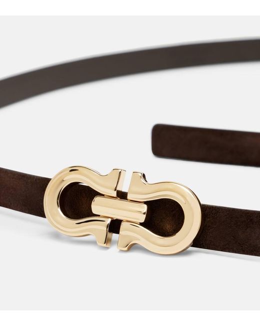 Ferragamo Brown Guertel Aus Veloursleder
