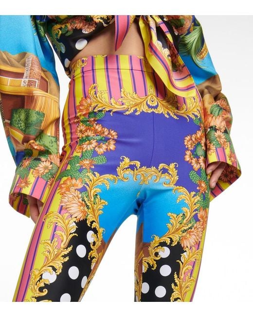 Versace Blue Medusa Palm Springs Leggings
