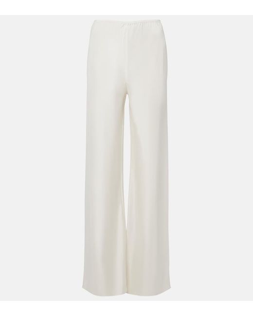 Posse White Cove Silk-Blend Straight Pants