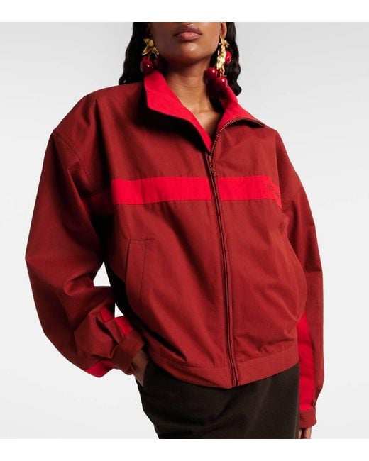 Saint Laurent Red Logo Cotton Blouson Jacket