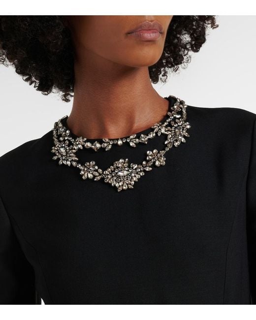 Valentino Black Crepe Couture Embellished Midi Dress