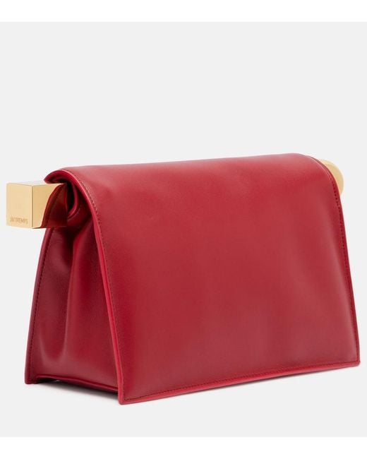 Jacquemus Red La Pochette Rond Carre Small Leather Clutch