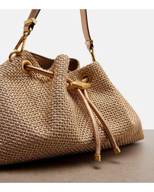Jimmy Choo Natural Cinch Medium Raffia-Effect Shoulder Bag