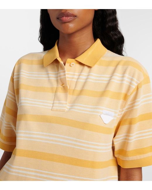 Prada Yellow Striped Cotton Pique Polo Dress