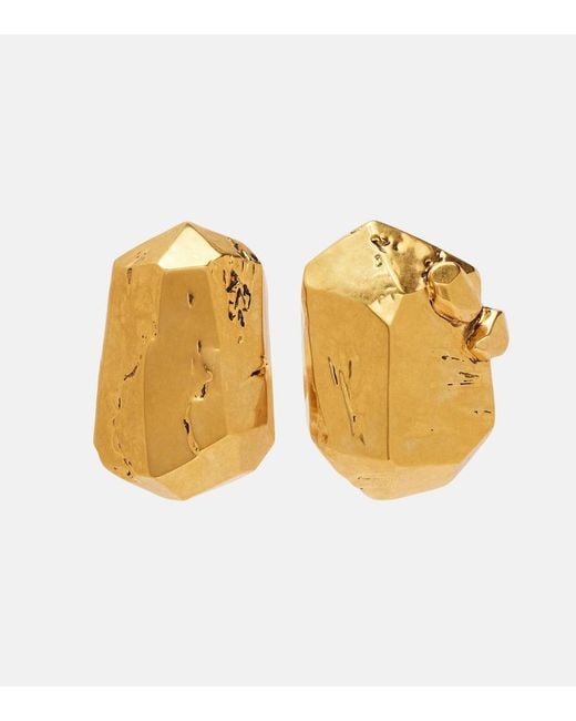 Saint Laurent Yellow Organic Clip-On Earrings