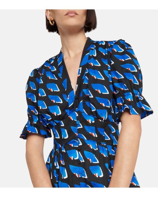 Robe midi portefeuille imprimee Diane von Furstenberg en coloris Blue