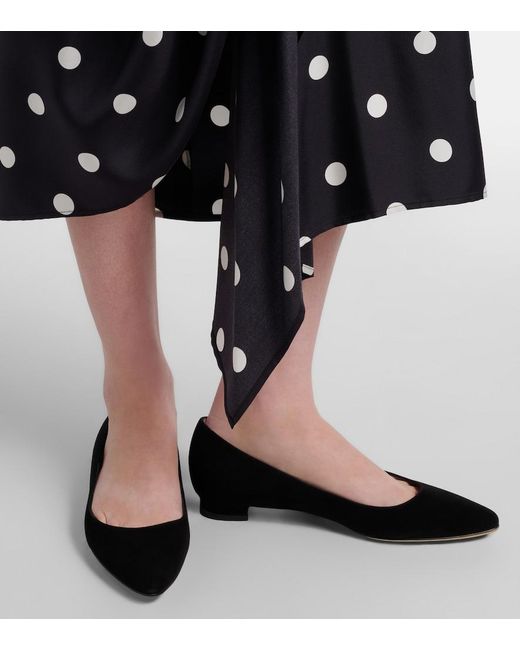 Manolo Blahnik Black Bb Suede Ballet Flats