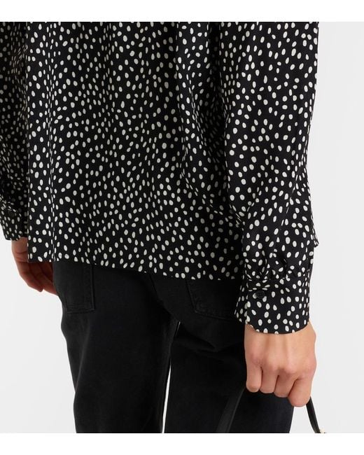 Nili Lotan Black Janese Bow-Detail Polka-Dot Silk Blouse