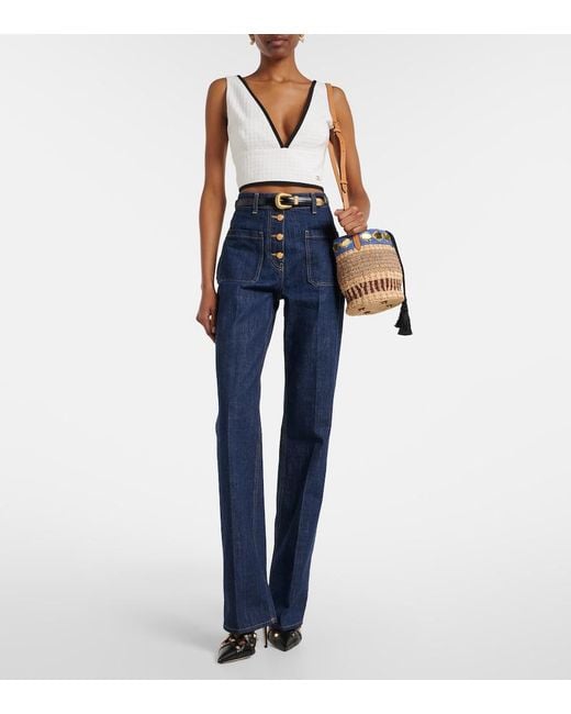 Valentino Blue High-Rise Straight Jeans