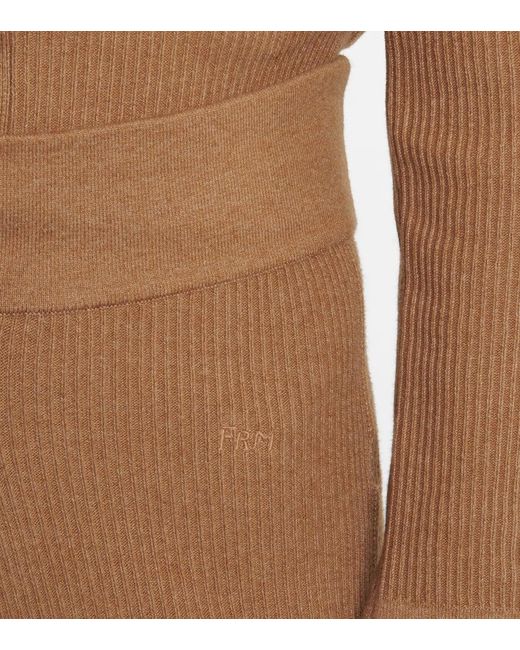 FRAME Natural Ribbed-knit Cotton-blend Pants