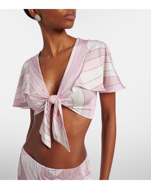 Emilio Pucci Pink Iride Jersey Crop Top