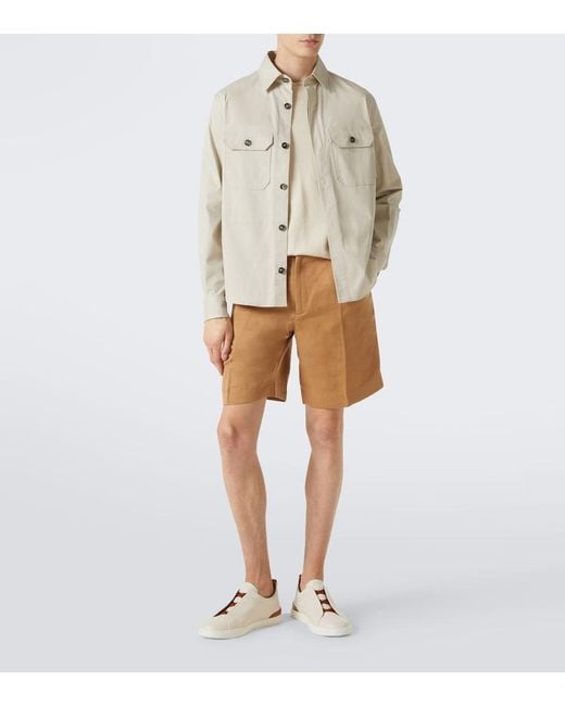 Zegna White Deerskin Triple Stitchtm Sneakers for men