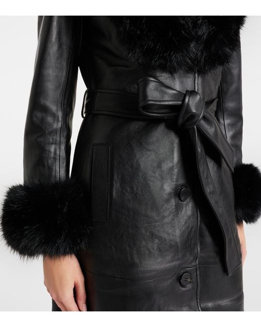 Self-Portrait Black Belted Leather Coat