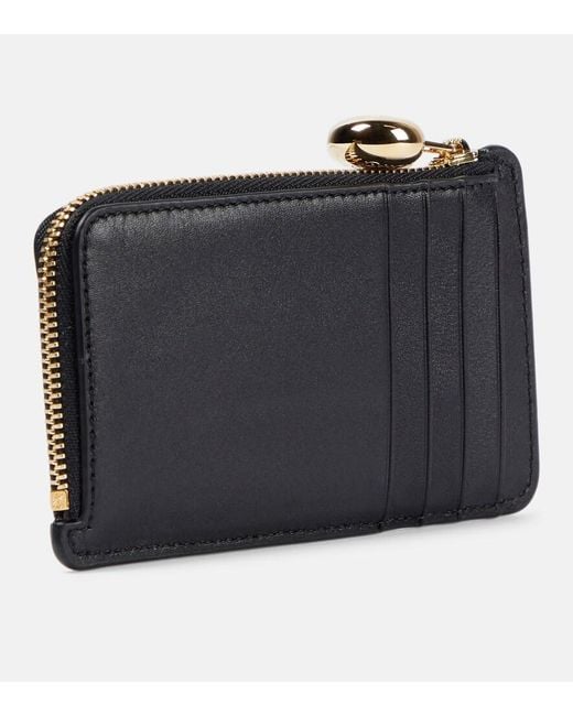 Loewe Black Mini Leather Card Case With Coin Compartment