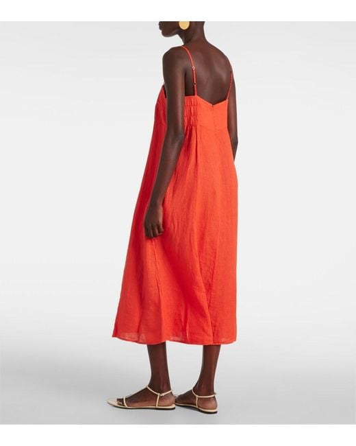 Velvet Red Stephie Linen Midi Dress