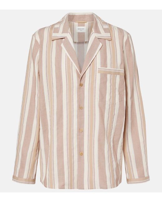 Saint Laurent Pink Striped Cotton Pajama Shirt
