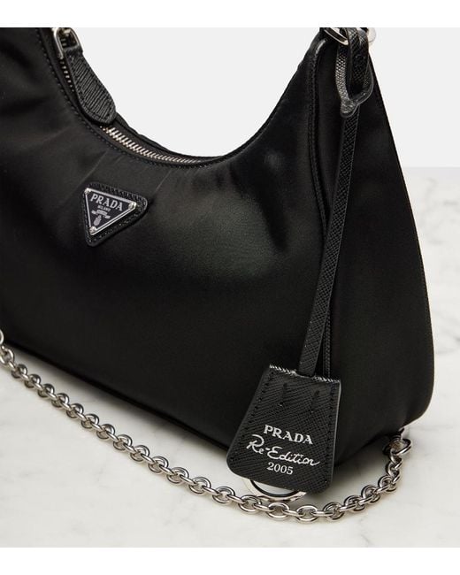Prada Black Schultertasche Re-Edition 2005 Aus Re-Nylon