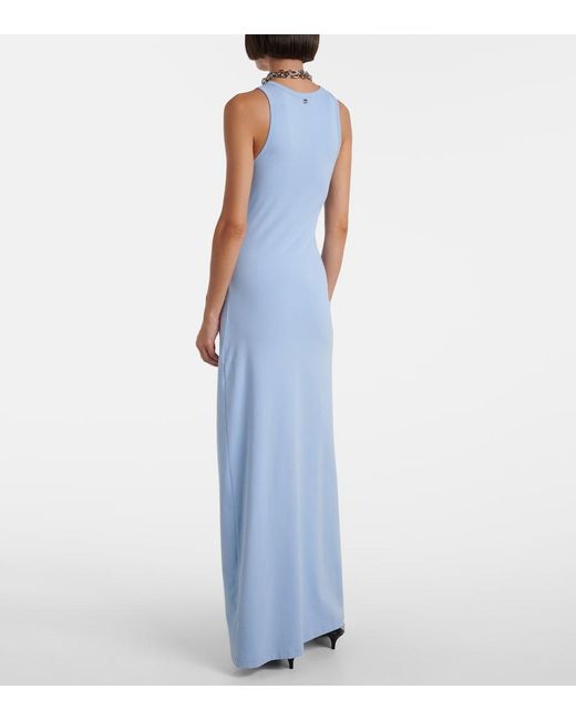 Rabanne Blue Cutout Cotton-Blend Maxi Dress
