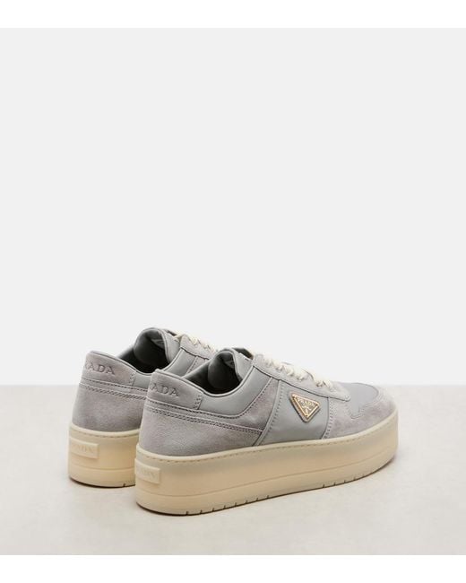 Prada White Downtown Re-Nylon Platform Sneakers
