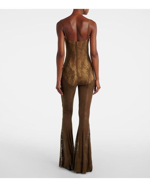 Norma Kamali Metallic Floral Lace Jumpsuit