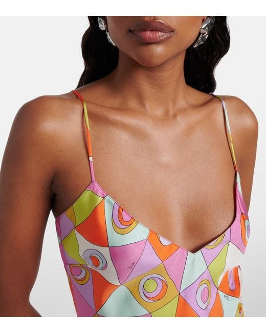 Emilio Pucci Multicolor Occhi Silk Twill Camisole