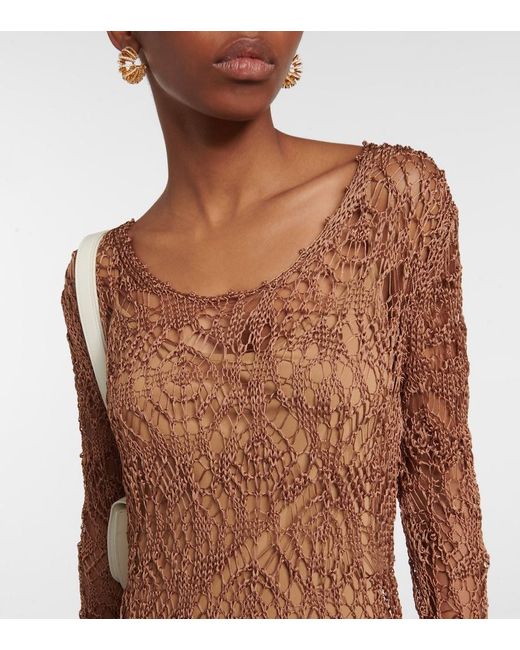 Tom Ford Brown Layered Knit Midi Dress