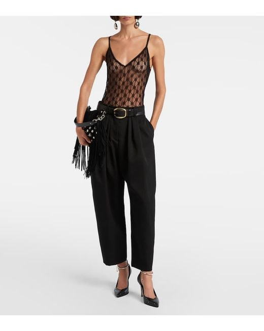 Isabel Marant Blue Janice High-Rise Wool Cropped Pants