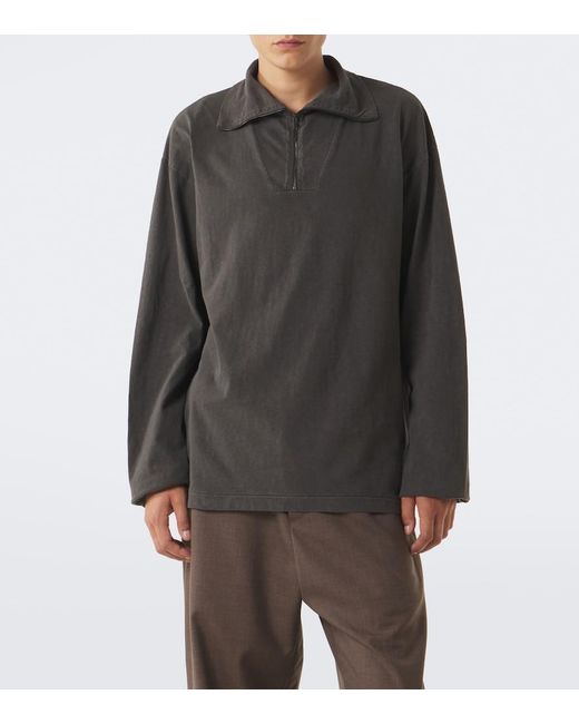 The Row Black Marcielo Cotton Half-Zip Top for men